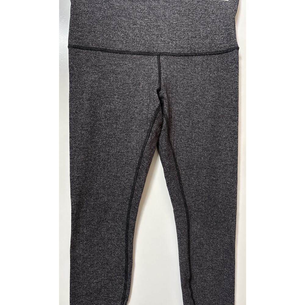 Lululemon - Wonder Under, Herringbone Black Heathered Leggings, Size 10